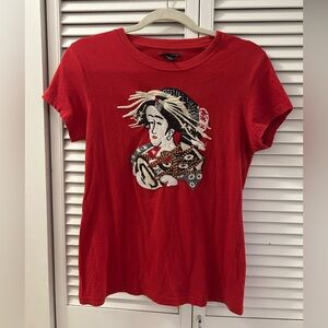 Lucky Brand Vintage Y2K Osaka Geisha Embroidered Shirt - M